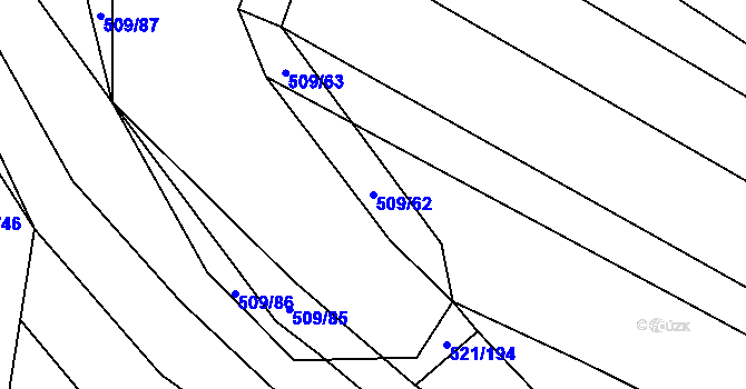 Parcela st. 509/62 v KÚ Řeznovice, Katastrální mapa