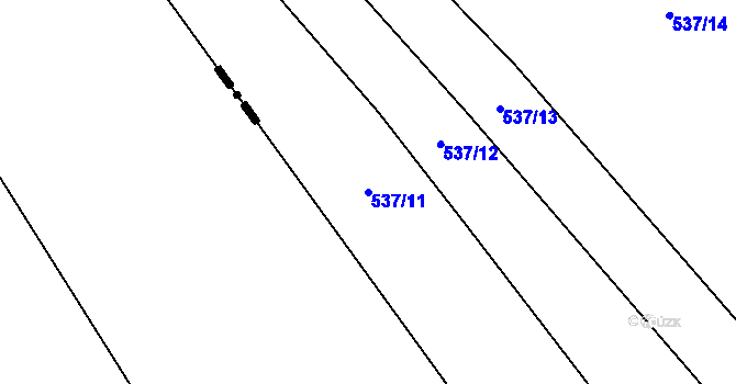 Parcela st. 537/11 v KÚ Řeznovice, Katastrální mapa