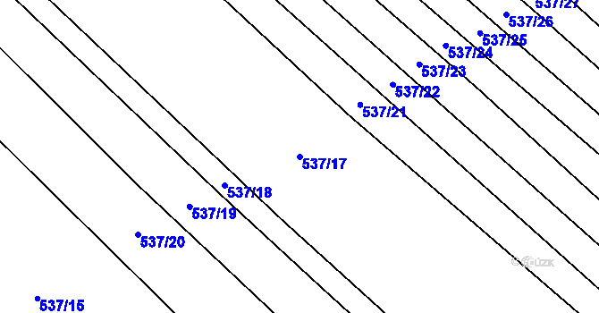 Parcela st. 537/17 v KÚ Řeznovice, Katastrální mapa