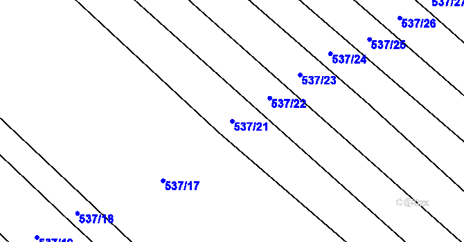 Parcela st. 537/21 v KÚ Řeznovice, Katastrální mapa