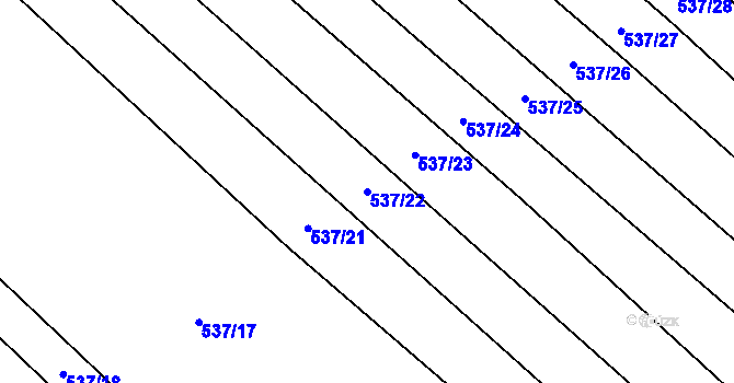 Parcela st. 537/22 v KÚ Řeznovice, Katastrální mapa