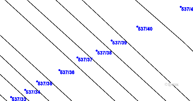 Parcela st. 537/38 v KÚ Řeznovice, Katastrální mapa