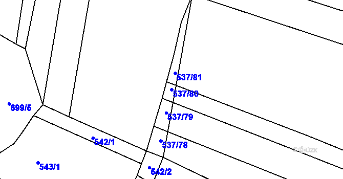 Parcela st. 537/80 v KÚ Řeznovice, Katastrální mapa