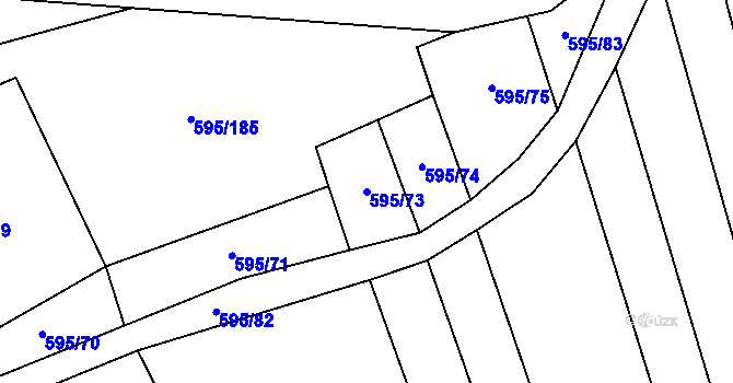 Parcela st. 595/73 v KÚ Řeznovice, Katastrální mapa