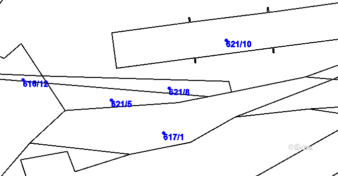 Parcela st. 621/8 v KÚ Řeznovice, Katastrální mapa