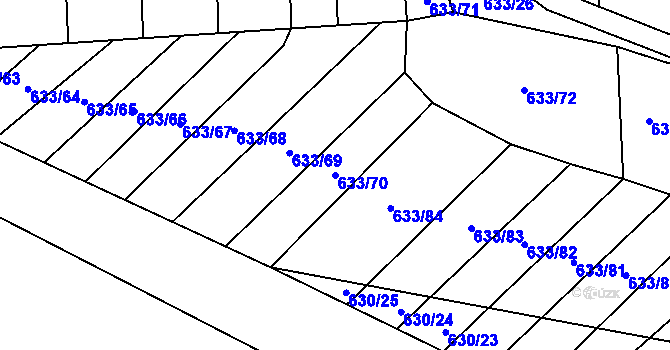 Parcela st. 633/70 v KÚ Řeznovice, Katastrální mapa