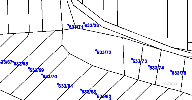 Parcela st. 633/72 v KÚ Řeznovice, Katastrální mapa