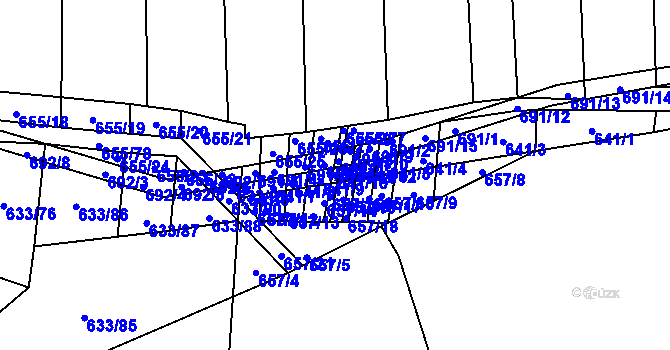 Parcela st. 641/10 v KÚ Řeznovice, Katastrální mapa