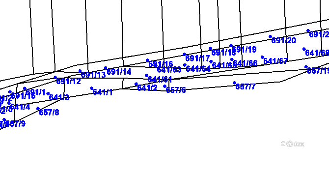 Parcela st. 657/6 v KÚ Řeznovice, Katastrální mapa