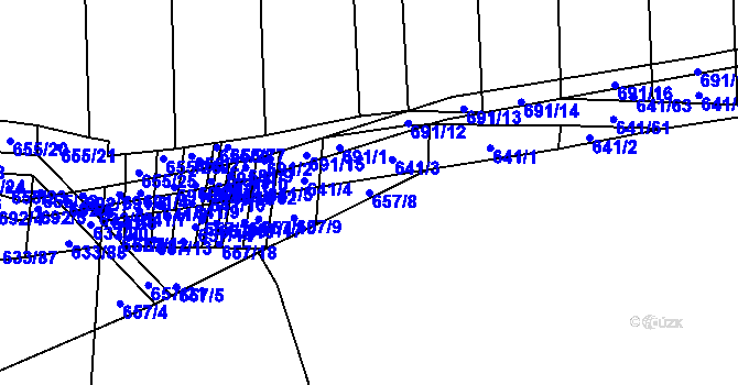Parcela st. 657/8 v KÚ Řeznovice, Katastrální mapa