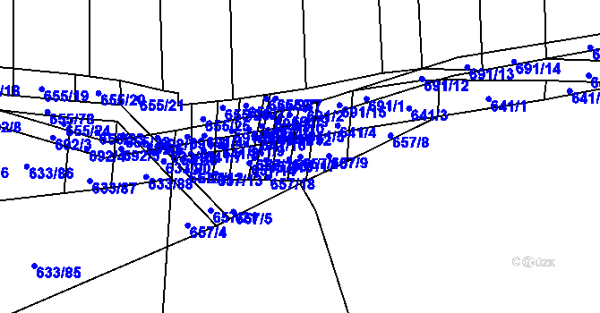 Parcela st. 657/10 v KÚ Řeznovice, Katastrální mapa