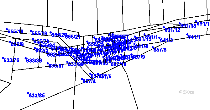 Parcela st. 657/15 v KÚ Řeznovice, Katastrální mapa