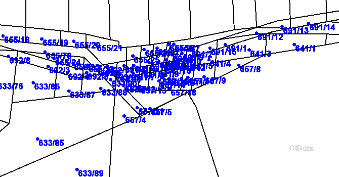 Parcela st. 657/18 v KÚ Řeznovice, Katastrální mapa