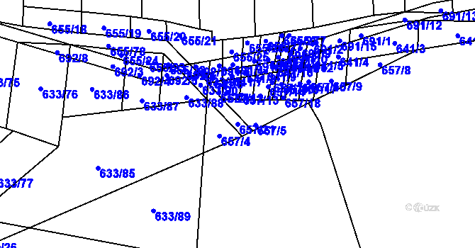 Parcela st. 657/21 v KÚ Řeznovice, Katastrální mapa