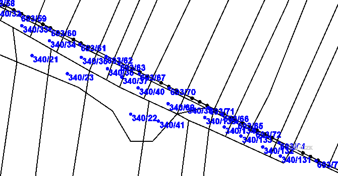 Parcela st. 693/70 v KÚ Řeznovice, Katastrální mapa