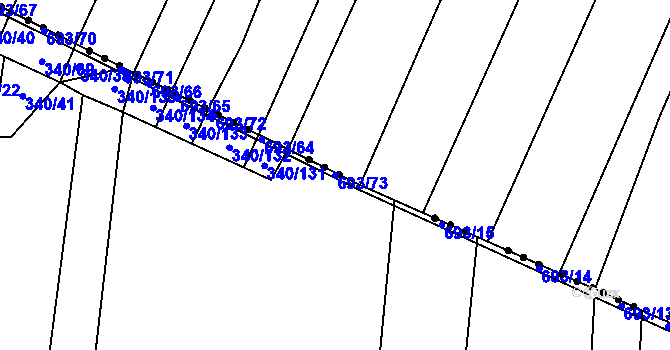 Parcela st. 693/73 v KÚ Řeznovice, Katastrální mapa