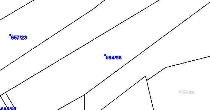 Parcela st. 694/98 v KÚ Řeznovice, Katastrální mapa