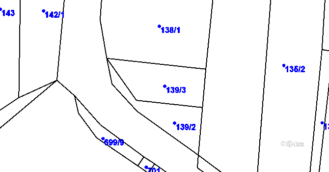 Parcela st. 139/3 v KÚ Řeznovice, Katastrální mapa