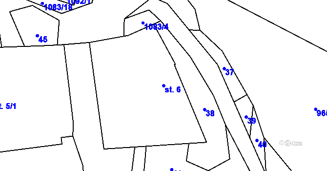 Parcela st. 6 v KÚ Řeženčice, Katastrální mapa