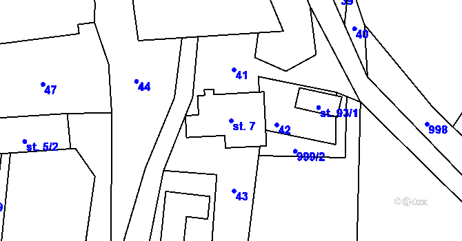 Parcela st. 7 v KÚ Řeženčice, Katastrální mapa