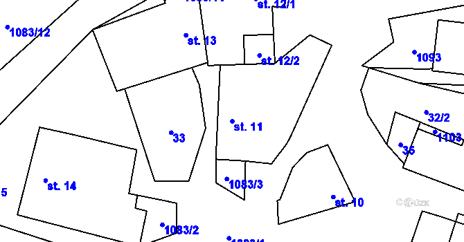 Parcela st. 11 v KÚ Řeženčice, Katastrální mapa
