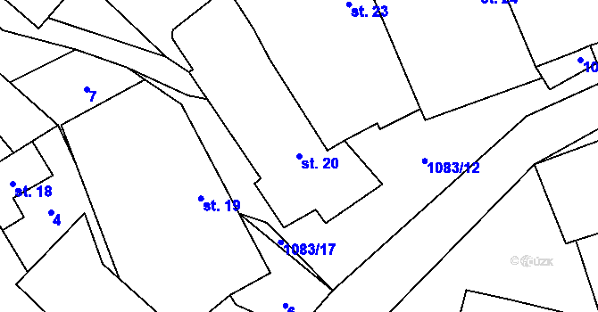 Parcela st. 20 v KÚ Řeženčice, Katastrální mapa