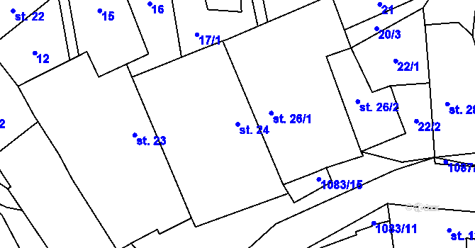 Parcela st. 24 v KÚ Řeženčice, Katastrální mapa