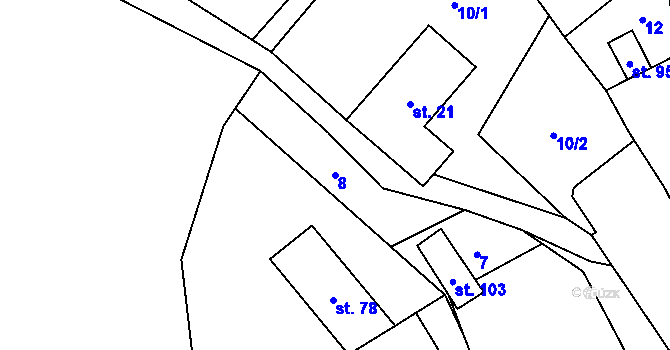 Parcela st. 8 v KÚ Řeženčice, Katastrální mapa