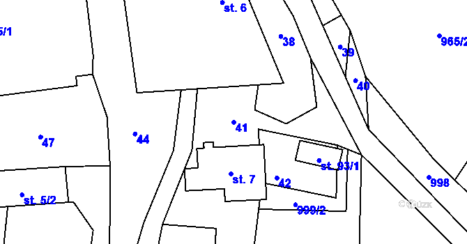 Parcela st. 41 v KÚ Řeženčice, Katastrální mapa