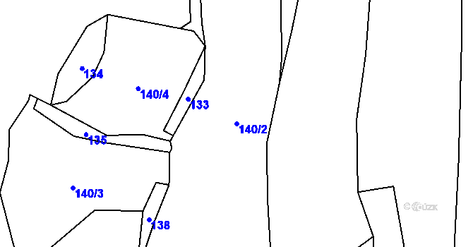 Parcela st. 140/2 v KÚ Řeženčice, Katastrální mapa