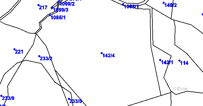 Parcela st. 142/4 v KÚ Řeženčice, Katastrální mapa