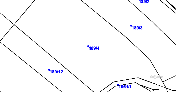 Parcela st. 189/4 v KÚ Řeženčice, Katastrální mapa