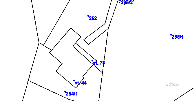 Parcela st. 264/2 v KÚ Řeženčice, Katastrální mapa