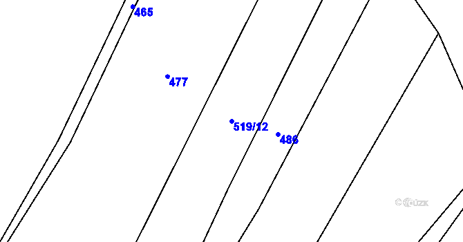 Parcela st. 519/12 v KÚ Řeženčice, Katastrální mapa
