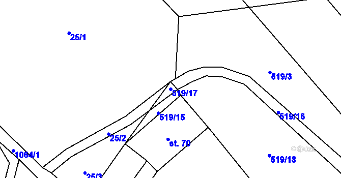 Parcela st. 519/17 v KÚ Řeženčice, Katastrální mapa