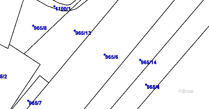 Parcela st. 965/6 v KÚ Řeženčice, Katastrální mapa