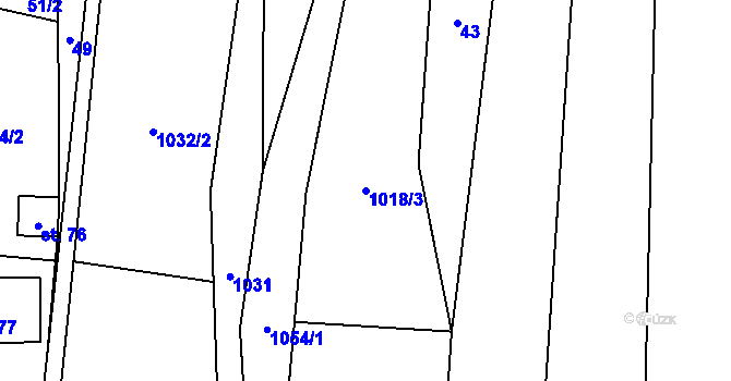 Parcela st. 1018/3 v KÚ Řeženčice, Katastrální mapa