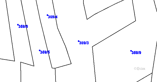 Parcela st. 359/3 v KÚ Řeženčice, Katastrální mapa