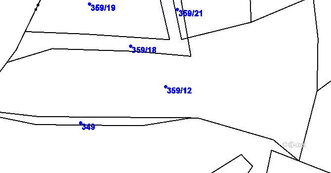Parcela st. 359/12 v KÚ Řeženčice, Katastrální mapa