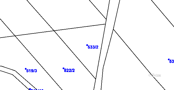 Parcela st. 533/2 v KÚ Řeženčice, Katastrální mapa