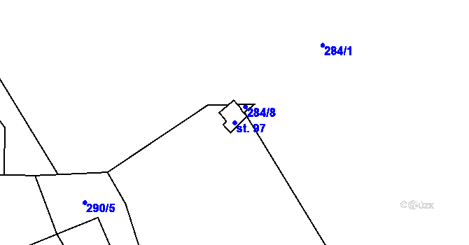 Parcela st. 97 v KÚ Řeženčice, Katastrální mapa