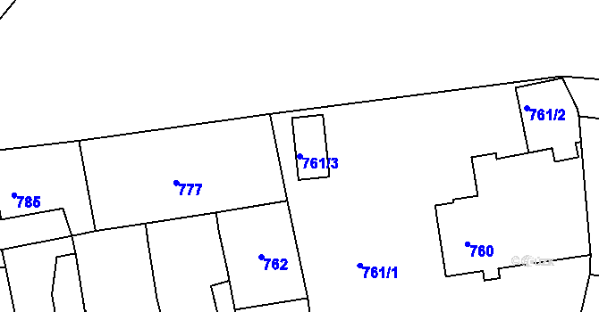 Parcela st. 761/3 v KÚ Řícmanice, Katastrální mapa