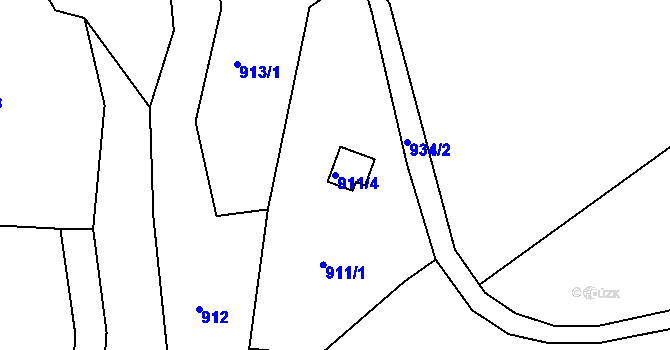 Parcela st. 911/4 v KÚ Řícmanice, Katastrální mapa