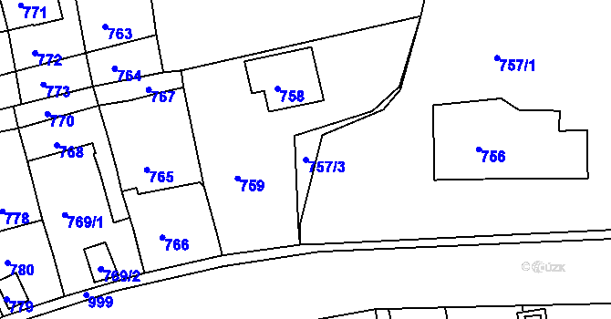 Parcela st. 757/3 v KÚ Řícmanice, Katastrální mapa