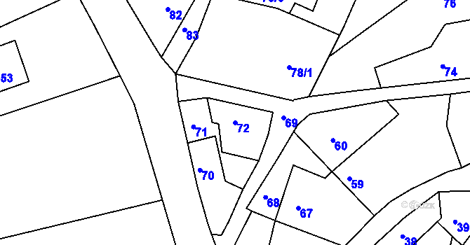 Parcela st. 72 v KÚ Řícmanice, Katastrální mapa