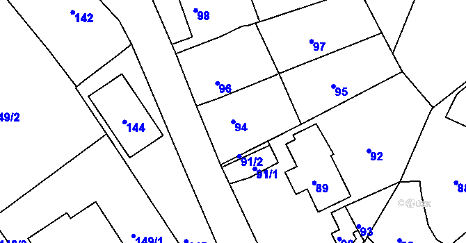 Parcela st. 94 v KÚ Řícmanice, Katastrální mapa