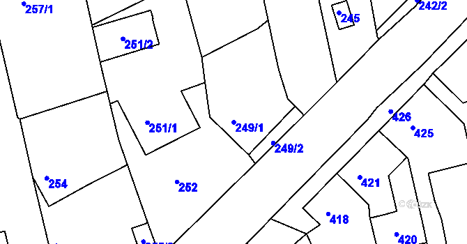 Parcela st. 249/1 v KÚ Řícmanice, Katastrální mapa