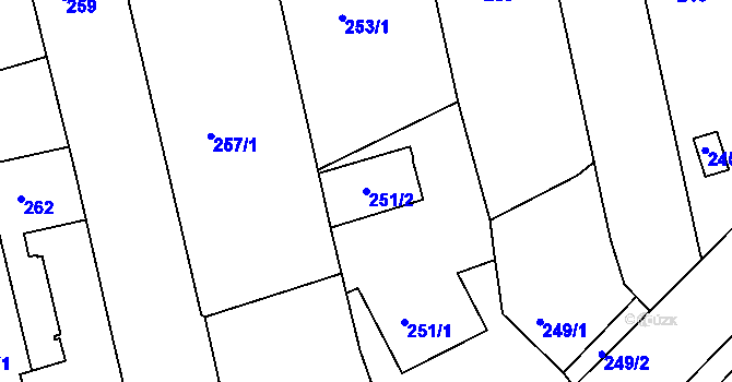 Parcela st. 251/2 v KÚ Řícmanice, Katastrální mapa