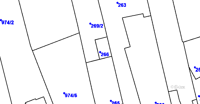 Parcela st. 266 v KÚ Řícmanice, Katastrální mapa
