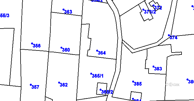 Parcela st. 364 v KÚ Řícmanice, Katastrální mapa